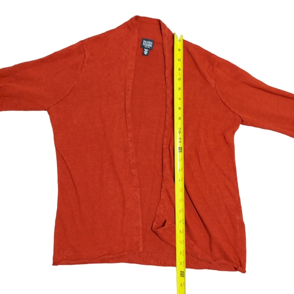 Eileen Fisher Petite Small Cinnamon Orange 100% Linen Knit Cardigan Sweater LS - Picture 7 of 14